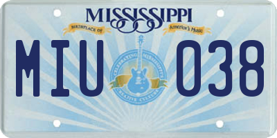 MS license plate MIU038