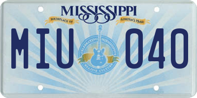 MS license plate MIU040