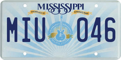 MS license plate MIU046