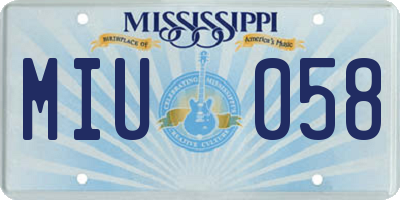MS license plate MIU058