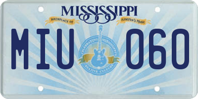 MS license plate MIU060