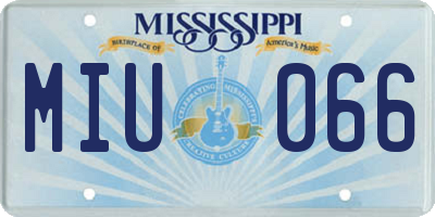 MS license plate MIU066