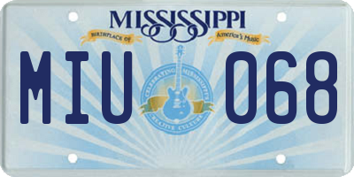 MS license plate MIU068