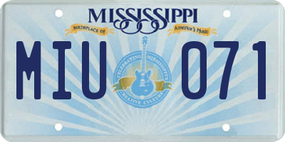 MS license plate MIU071
