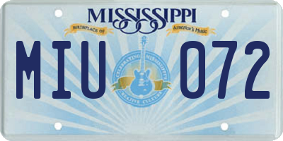 MS license plate MIU072