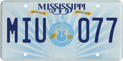 MS license plate MIU077