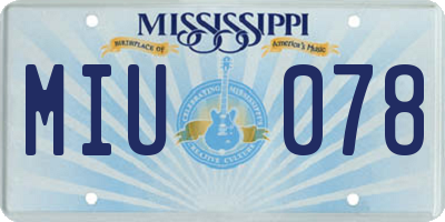 MS license plate MIU078
