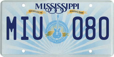 MS license plate MIU080