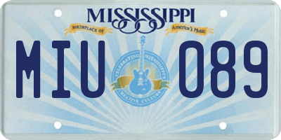 MS license plate MIU089