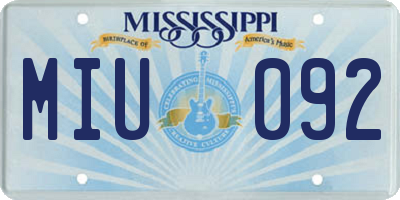 MS license plate MIU092
