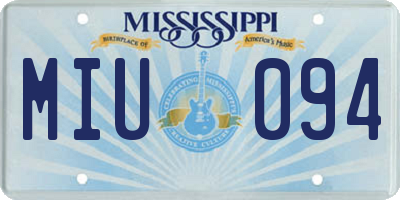 MS license plate MIU094