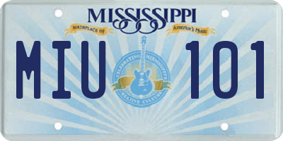 MS license plate MIU101