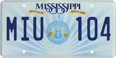 MS license plate MIU104