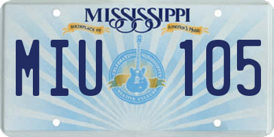 MS license plate MIU105