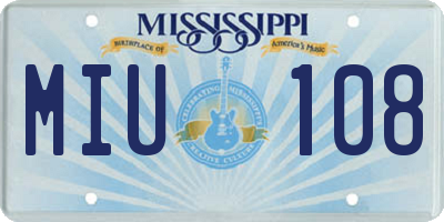MS license plate MIU108