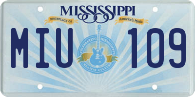 MS license plate MIU109
