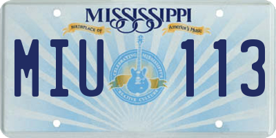 MS license plate MIU113