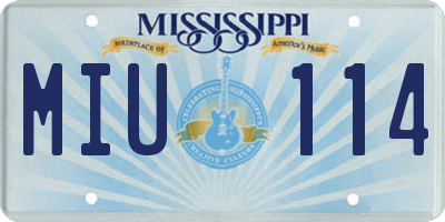 MS license plate MIU114