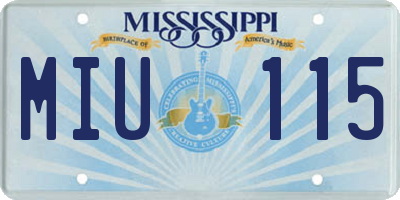 MS license plate MIU115