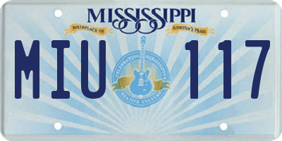 MS license plate MIU117