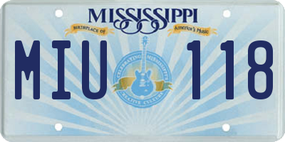 MS license plate MIU118