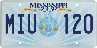 MS license plate MIU120