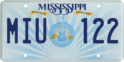 MS license plate MIU122