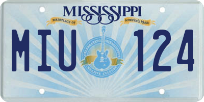 MS license plate MIU124