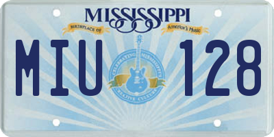 MS license plate MIU128