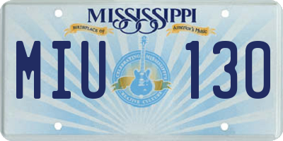 MS license plate MIU130