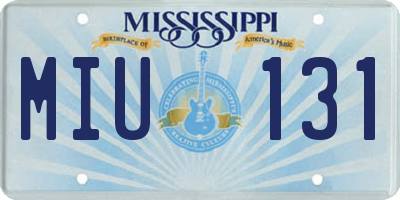 MS license plate MIU131