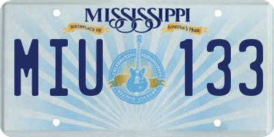 MS license plate MIU133