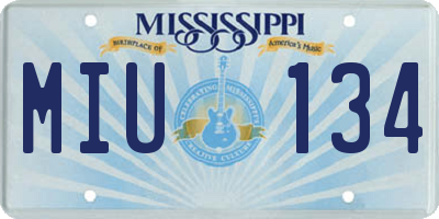 MS license plate MIU134