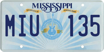 MS license plate MIU135