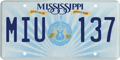 MS license plate MIU137