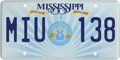 MS license plate MIU138