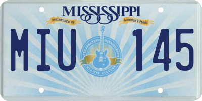MS license plate MIU145