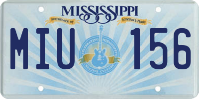 MS license plate MIU156