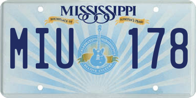 MS license plate MIU178