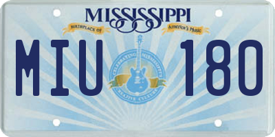 MS license plate MIU180