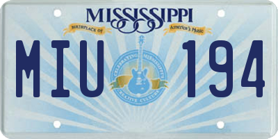 MS license plate MIU194