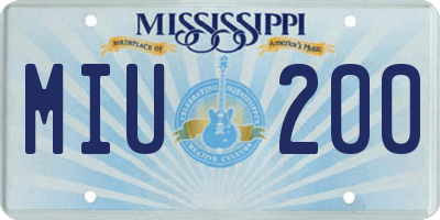 MS license plate MIU200