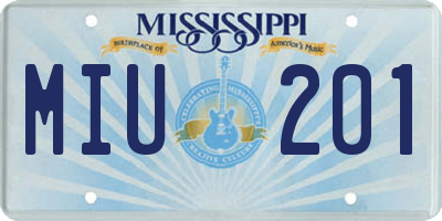 MS license plate MIU201