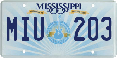 MS license plate MIU203