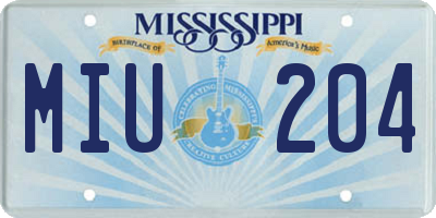 MS license plate MIU204