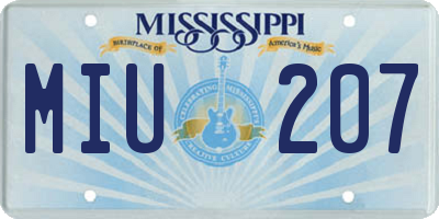 MS license plate MIU207