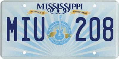 MS license plate MIU208