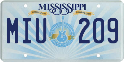 MS license plate MIU209
