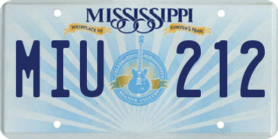 MS license plate MIU212