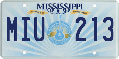 MS license plate MIU213